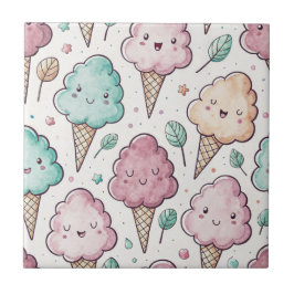 Um doce doce doce de algodão Kawaii, um padrão sem