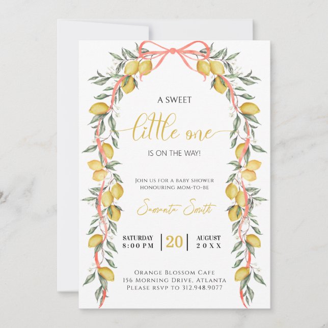 Um doce e pequeno convite para Chás de fraldas de  (Frente)