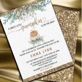 Um Dourado Convite Para Chás de fraldas De Abóbora