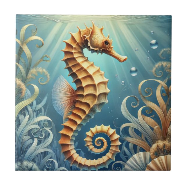 Um elegante cavalo marinho nadando debaixo d'água (Frente)