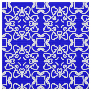 Um elegante padrão de tecido azul e branco geométr