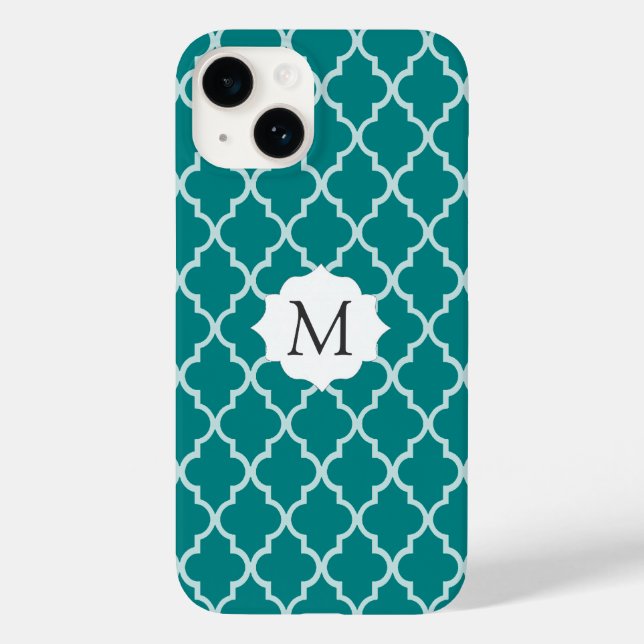 Um elegante Quatrefoil Verde-Branco-Marroquino (Verso)