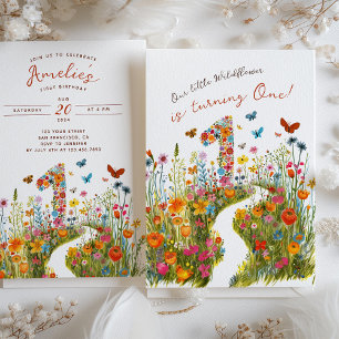 Um em Flor: Convite de Primeiro Aniversário Floral