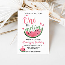 Um em Melon Watermelon Primeiro Convite de Anivers