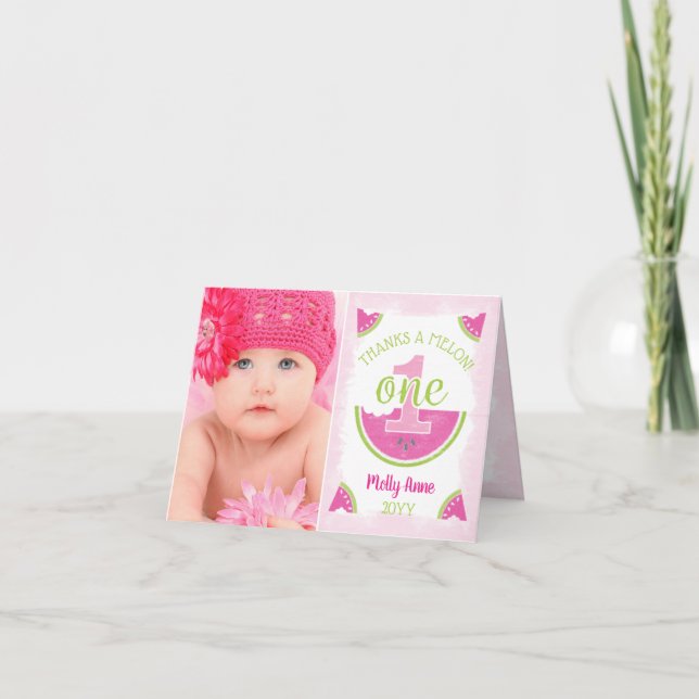 Um em um Cartões de agradecimentos de Foto Melon W (Frente)