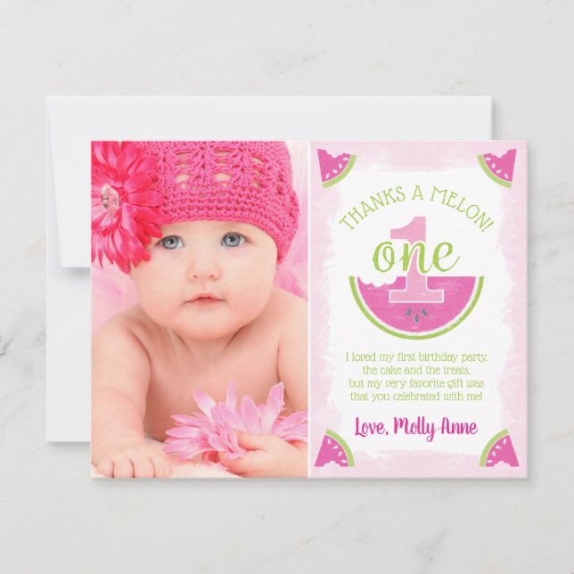 Um em um Cartões de agradecimentos Melon Watermelo (Frente)