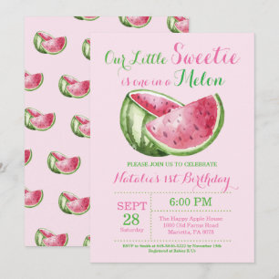 Um em um Convite à Primeira Aniversário de Melon