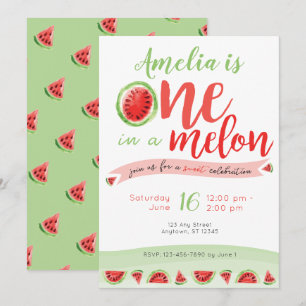 Um em um Convite à Primeira Aniversário de Melon