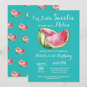 Um em um Convite à Primeira Aniversário de Melon