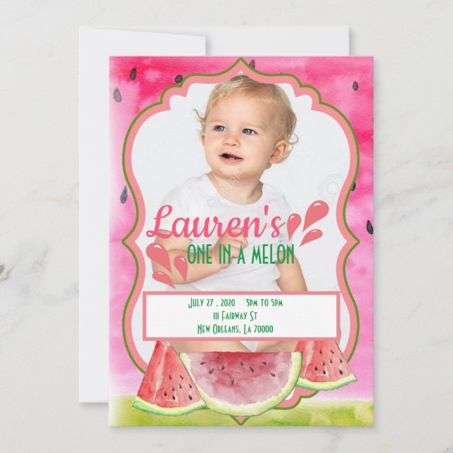 Um Em Um Convite De Aniversário Melon (Frente)