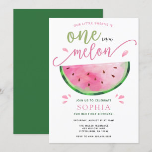 Um em um Convite de Aniversário Melon Watermelon