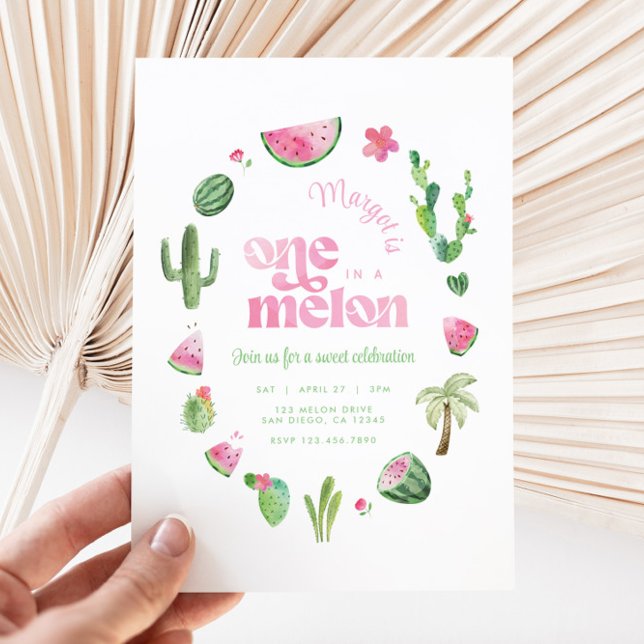 Um em um Convite de primeiro aniversario Melon (One in a Melon Birthday Invitation)