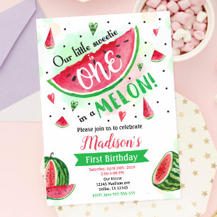 Um em um Convite Melon, primeiro aniversario de Me