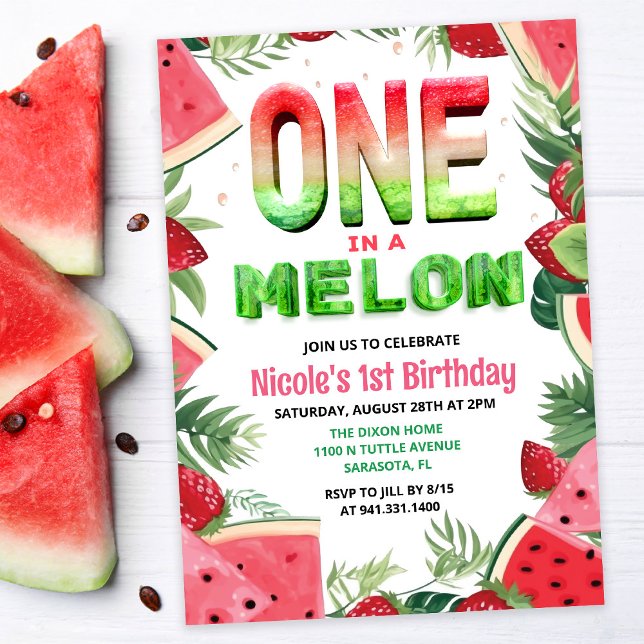 Um em um Convite para primeiro aniversario Melon W (Criador carregado)