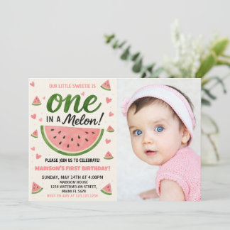 Um em um primeiro convite de aniversário de Melon