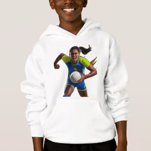 Um espeto de médio de voleibol com linha de ação
