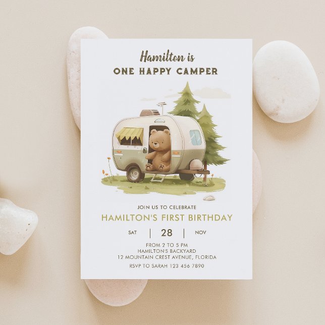 Um Feliz Convite De Aniversário Do Urso De Campanh (Criador carregado)