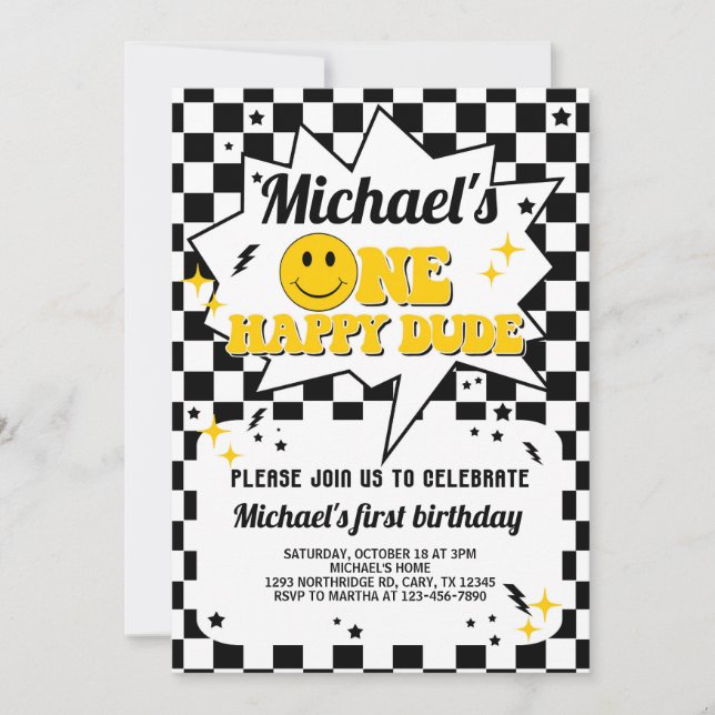 Um Feliz Rapaz, 1rua, primeiro convite de aniversá (Frente)