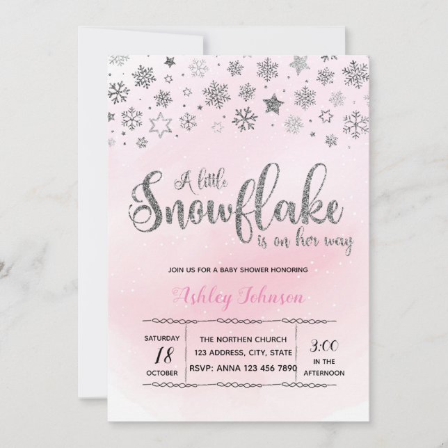 Um floco de neve pequeno está em seu convite da (Frente)