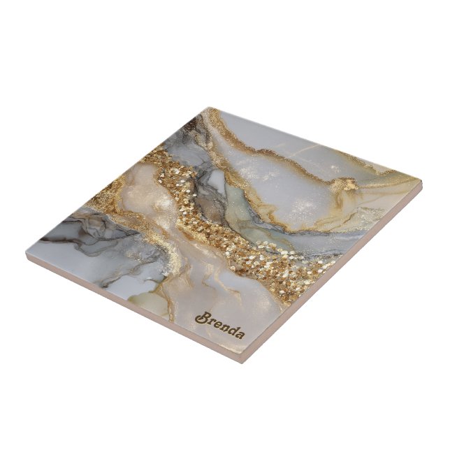 Um fundo de mármore branco e dourado luxuoso (Lateral)