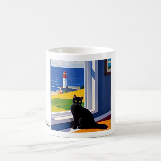 Um gato e uma caneca de farol (Centro)