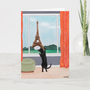 Um Gato em Paris - Cartão de Saudação de Arte Fina