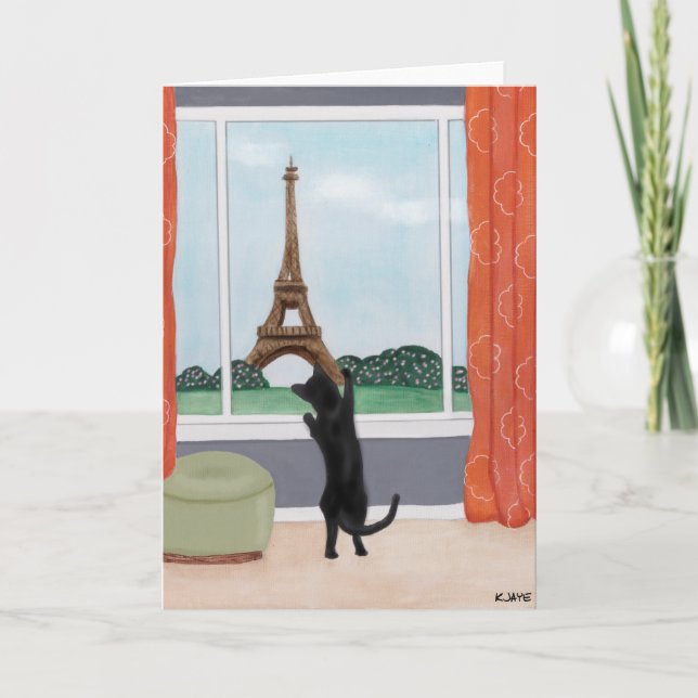 Um gato em Paris - Cartão de Saudação de Belas Art (Frente)