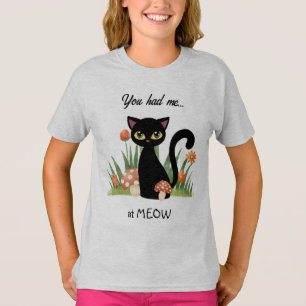 Um Gato Negro Bonito Me Teve na Camiseta de Meow