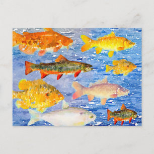Um Grande Monte de Peixes no Mar Cartão Postal