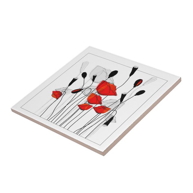 Um grupo de papoilas vermelhas (Lateral)