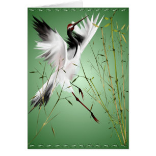 Um guindaste nos cartões de bambu