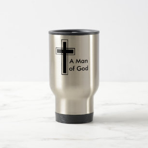 Um homem da caneca de viagem inoxidável do deus