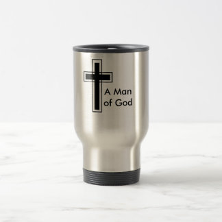 Um homem da caneca de viagem inoxidável do deus