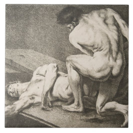 Um homem levanta as pernas de outro homem