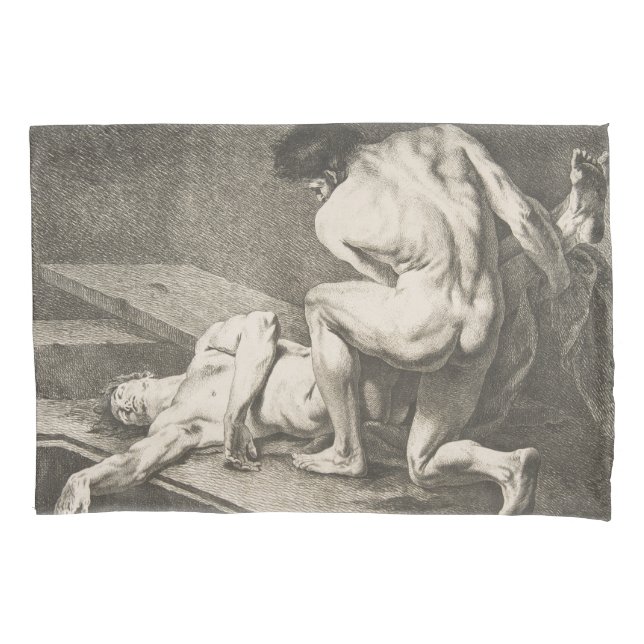 Um homem levanta as pernas de outro homem (Frente-Esquerda)