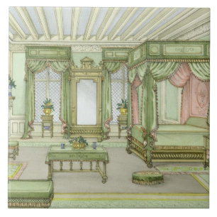 Um interior do quarto no estilo de Henri II (litho