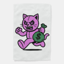 UM JARDIM DE BANDEIRA DE LADRÃO DE GATO DE DESENHO