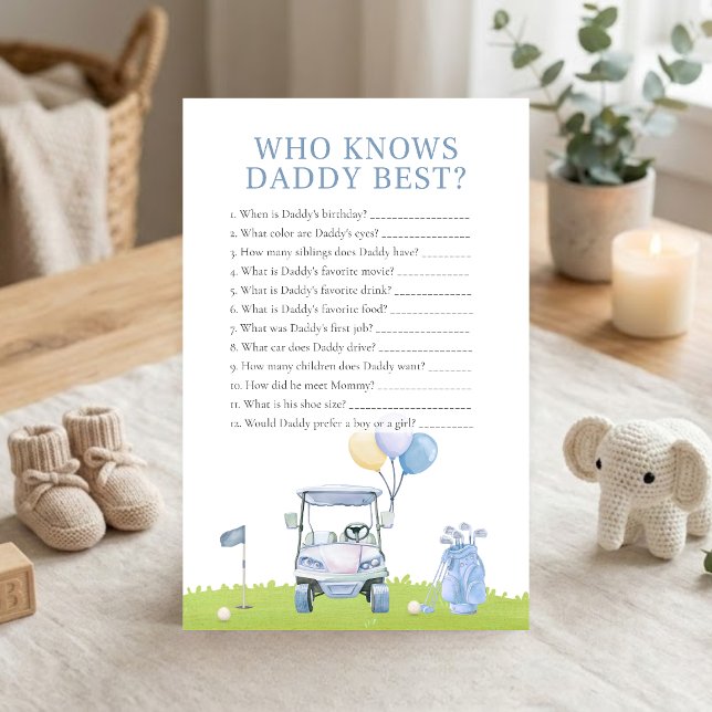 Um Jogo de Chuveiro de Golfe Little Putter Quem Co (Golf Baby Shower Who Knows Daddy Best Game)