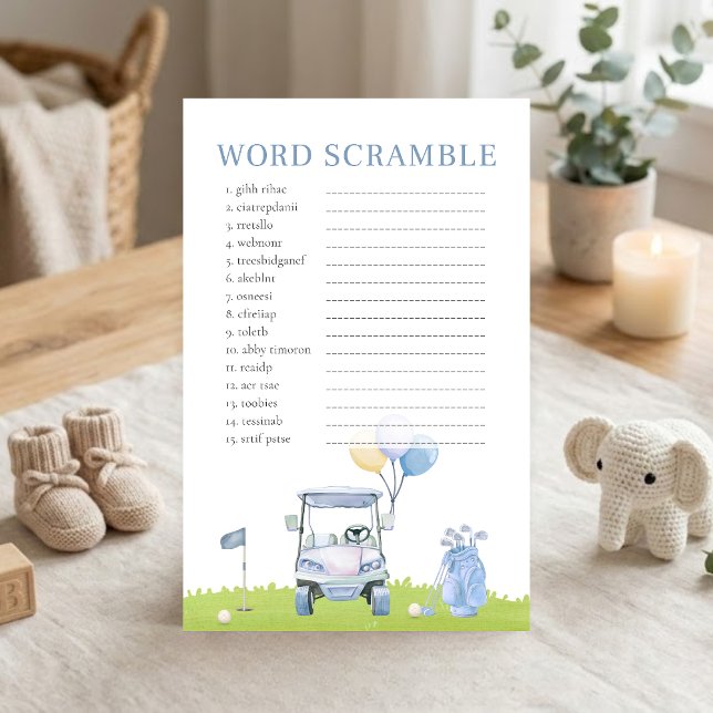 Um Jogo de Desembaralhar Palavras para Chuveiro de (Golf Baby Shower Word Scramble Game)