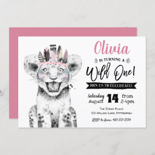 Um Leão Selvagem Convite para primeiro aniversar