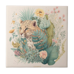 Um leopardo atrás do costume do mato