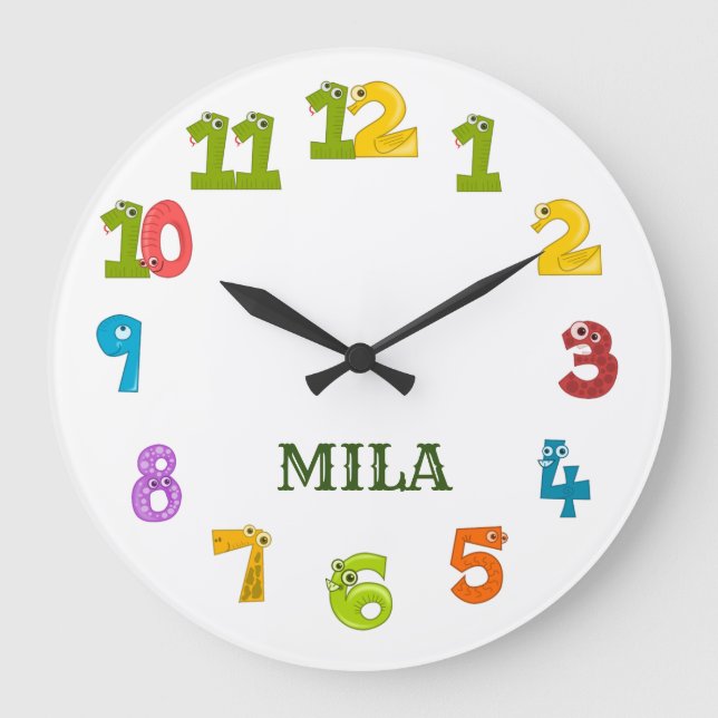 Um lindo relógio infantil com seu nome nele (Frente)