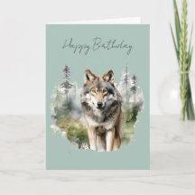 Um Lobo em um Cartão de Aniversário da Floresta #1