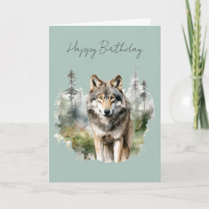 Um Lobo em um Cartão de Aniversário da Floresta #1