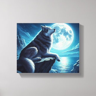 Um Lobo Na Noite, Canvas Esticada