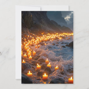 Um mar de luz de velas na praia, Cartão de Condolê