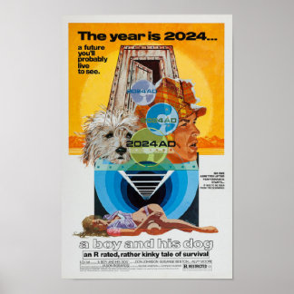 Um menino e seu poster de filme de cachorro