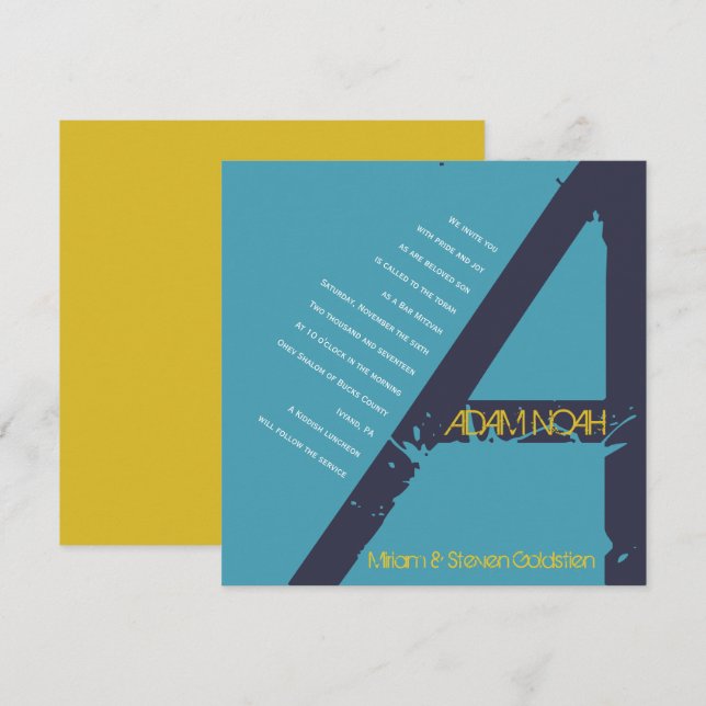 Um Monograma Bar Inicial Bat Mitzvah Convite (Frente/Verso)