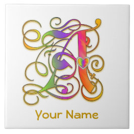 Um Monograma Seu Nome "Azulejo Gótico Arco-Íris"