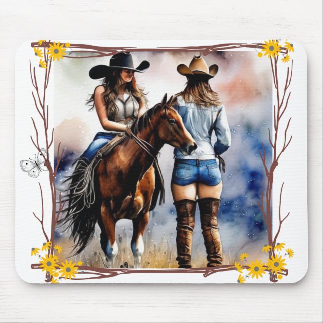 Um mouse pad de cavalo feminino (Frente)
